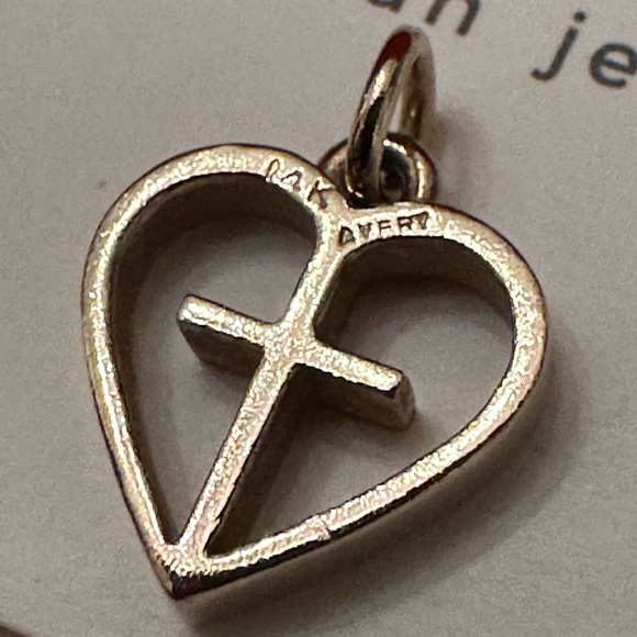 Retired James Avery 14kt Gold I Love Jesus/Cross & Heart Charm - Bag,Box & Pouch - Picture 6 of 9